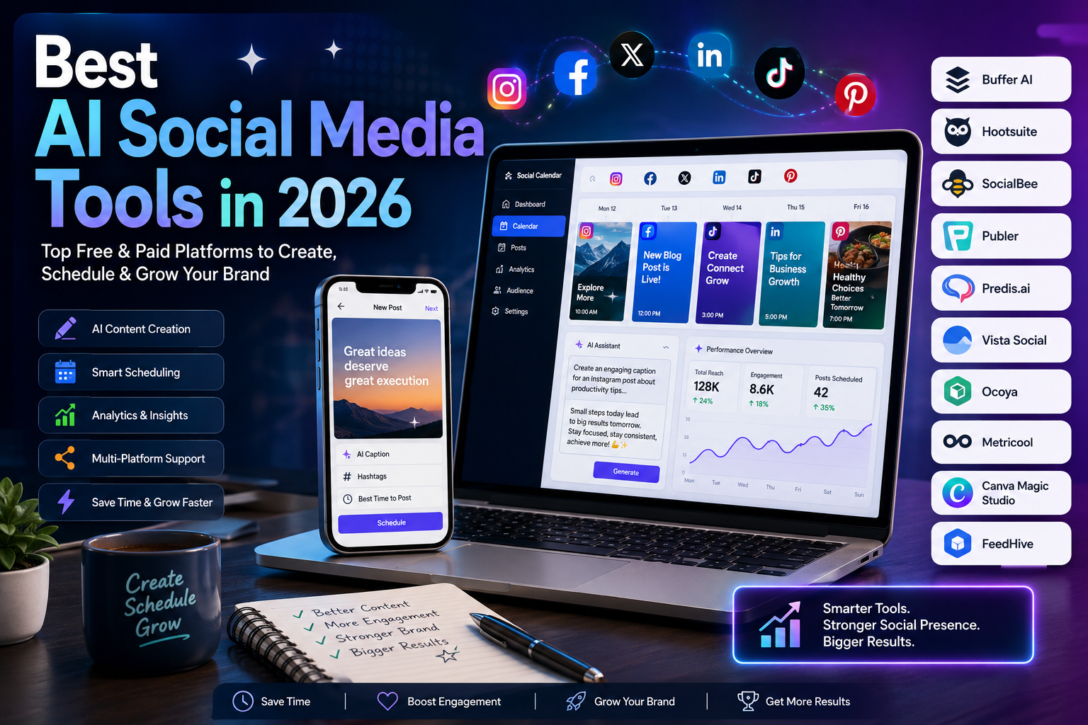 Best AI Social Media Tools in 2026 (Top Free & Paid Platforms)