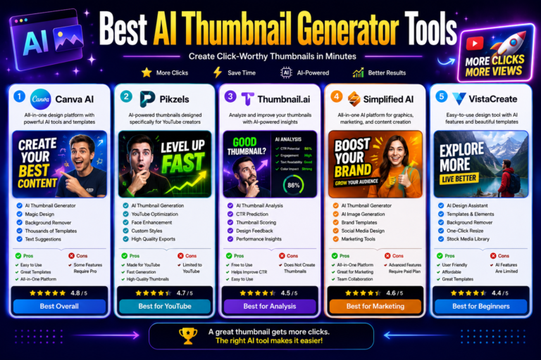 Best AI Thumbnail Generator Tools in 2026 (Top 5 AI Thumbnail Makers)