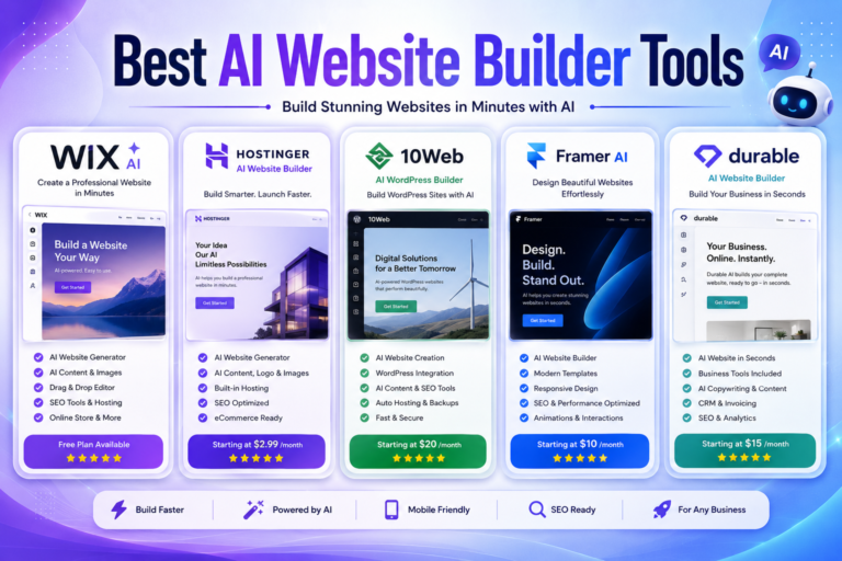 Best AI Website Builder Tools in 2026 (Top 5 AI Website Builders)