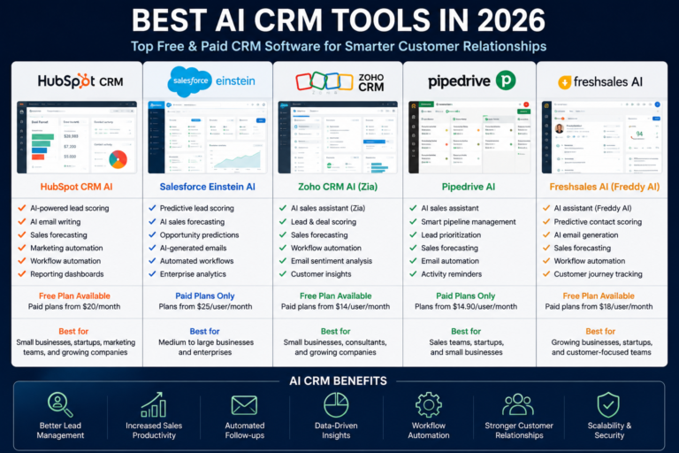 Best AI CRM Tools in 2026 (Top Free & Paid CRM Software)