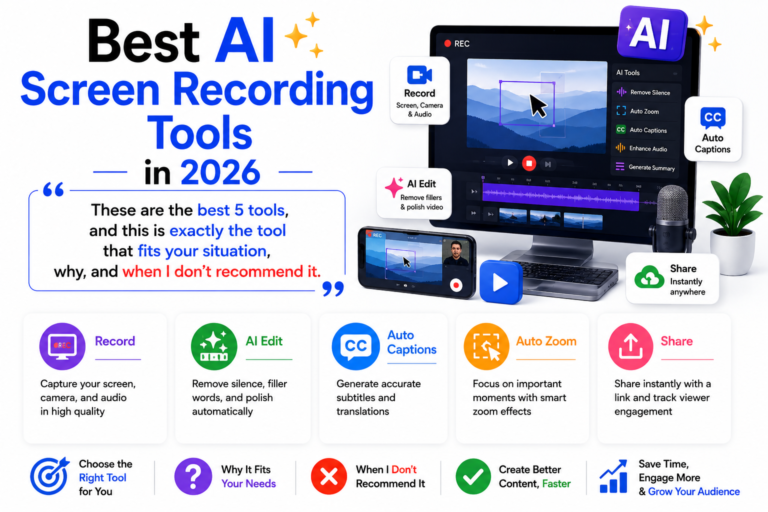 Best AI Screen Recording Tools in 2026 (Top 5 AI Screen Recorders)