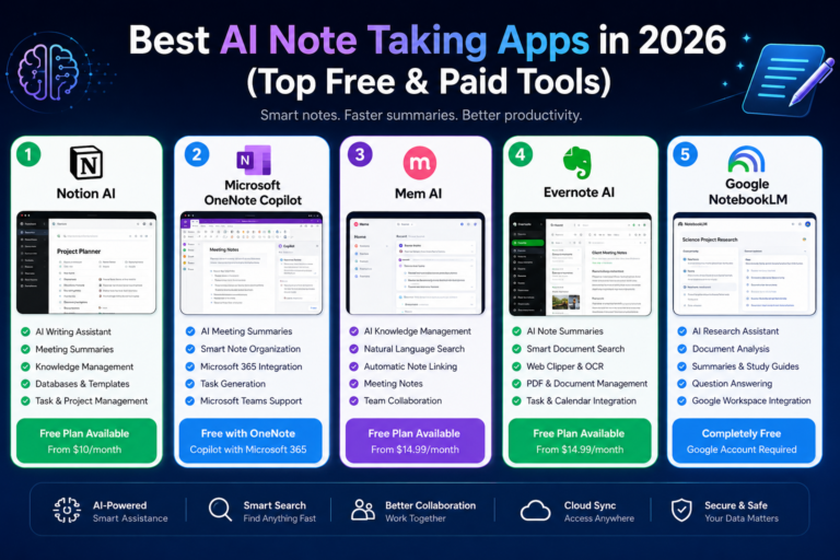Best AI Note Taking Apps in 2026 (Top Free & Paid Tools)